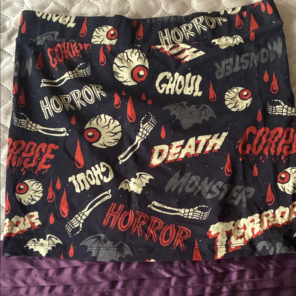 NWOT Sourpuss Black and Red Horror Mini Skirt